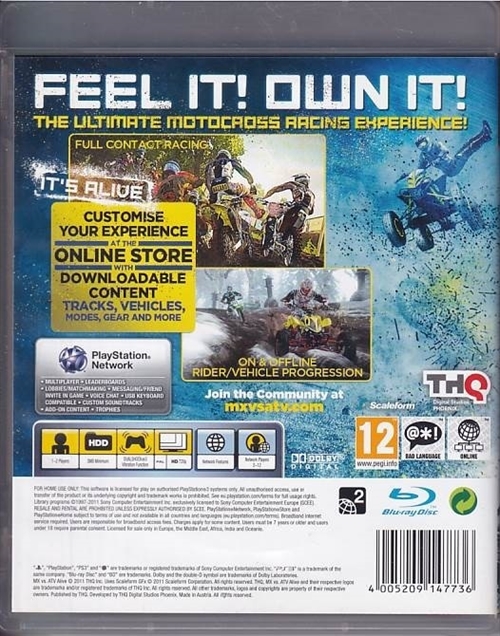 MX vs. ATV Alive - PS3 (B Grade) (Genbrug)